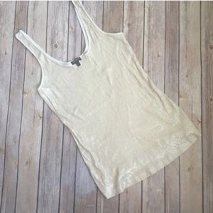 Express Cream and Gold Sequin Tank Top